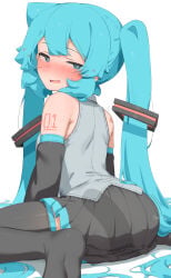 1girls abmayo blue_eyes blush dildo female hatsune_miku looking_at_viewer sex_toy smile vocaloid