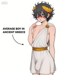black_hair blue_eyes blush femboy gay gay_male greek_clothes greek_male greek_mythology my_femboy_roommate my_femboy_roommate:_special_weekend nuteku robin_(my_femboy_roommate) sexy