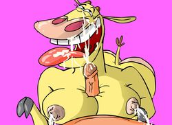 bovine breasts cartoon_network cock_worship cow cow_(character) cow_and_chicken cum cum_in_mouth cum_on_breasts cum_on_face eevo fellatio female hooves horn human interspecies lactation large_breasts licking male messy milk nipples open_mouth oral orgasm paizuri penis pink_background straight tongue tongue_out