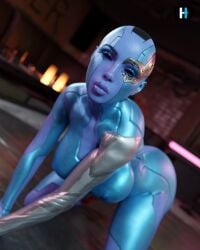 1girls 3d bald bald_female big_breasts breasts female female_only guardians_of_the_galaxy heracles3dx marvel marvel_cinematic_universe nebula_(marvel) nipples solo