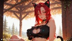 1girls ai_generated ass ass_focus big_ass big_breasts blush closed_mouth clothes clothing cute cute_face female female_focus green_eyes katarina_(league_of_legends) large_ass large_breasts league_of_legends light-skinned_female light_skin long_hair looking_at_viewer pussy red_hair sexy sexy_body sexy_female sexy_pose younger_female