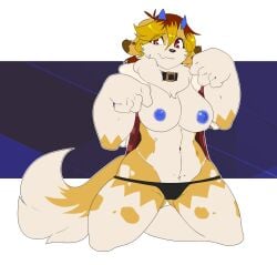 alpha_channel anthro areola biped bovid bovine breasts canid canine canis cattle domestic_dog female fur hi_res horn hybrid mammal munkeesgomu nipples solo tail