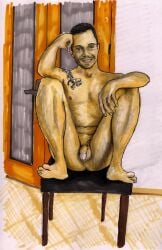acrylic_paint_(medium) cock cock_out dick flaccid_penis gay_art hand_drawn hand_drawn_art hard_on male male_only marker_(artwork) marker_(medium) naked naked_male nude nude_male penis sketches_by_adab