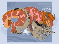 4:3 anal bodily_fluids cum cumming_while_penetrating dragon duo erection feher felkin feral genital_fluids hybrid male male/male mythological_creature mythological_scalie mythology penetration precum scalie sex tail tongue tongue_out