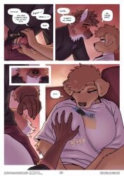 anthro big_breasts bird_dog bracelet breast_drop breast_grab cellphone clara_(meesh) comic domestic_dog ear_piercing expressionless female golden_retriever golden_retriver handjob jacob_(meesh) jewelry looking_at_viewer mammal meesh nipple_piercing phone piercing pussy