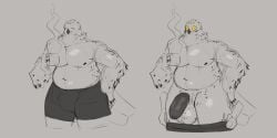 1boy anthro big_penis bird coffee_mug jezzlen nude owl shirtless