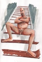 acrylic_paint_(medium) flaccid_penis male male_only marker_(artwork) marker_(medium) naked naked_male nude nude_male penis sketches_by_adab