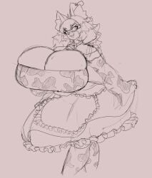 big_breasts breasts cleavage cow_print female furry huge_breasts maid tagme thick_thighs wide_hips