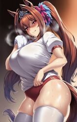 1girls ai_generated animal_ears anthropomorphization daiwa_scarlet_(umamusume) eyes female hair legs skin tagme umamusume umamusume_pretty_derby young