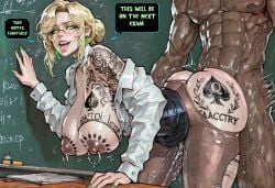 1boy 1girls ahegao ai_generated bbc_slave bbc_tattoo bitch blacked blacked_female body_writing breast_tattoo cheating corrupted curvy dark-skinned_male dark_nipples degradation english_text female glynda_goodwitch huge_ass huge_breasts interracial lesson male milf muscular_male naughty_face qos qos_tattoo race_fetishism race_fetishism_symbol race_queen rough_sex rwby seductive_smile sex_from_behind slutification slutty_female snowbunny sperm_tattoo tagme talking_to_viewer taurusinvert teacher teaching