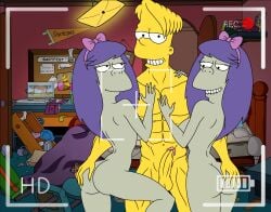1boy 2girls bart_simpson grey_body grey_skin inminent_sex muscular muscular_male nude nude_female nude_male penis pornography recording recording_video sherri_mackleberry smile terri_mackleberry the_simpsons trio yellow_body yellow_skin