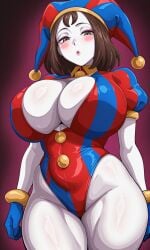 1girls ai_generated big_boobs big_breasts big_thighs brown_hair curvy curvy_body curvy_female curvy_figure curvy_thighs huge_breasts huge_thighs kyoru189 large_breasts large_thighs light-skinned_female light_skin looking_at_viewer looking_down mature_female milf milf_body milfs pomni_(the_amazing_digital_circus) seductive seductive_look solo solo_female the_amazing_digital_circus