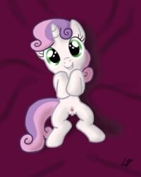 equine female female_only friendship_is_magic fur green_eyes horn horse mammal mark my_little_pony pony purple_hair pussy smooth_skin solo sweetie_belle_(mlp) unicorn