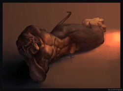 1boy alpha0 anthro balls canine cum doberman fur furry male male_only muscles nude penis pose solo