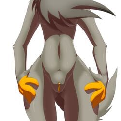 2011 anthro clitoris eyeofcalamity feline female fur furry nintendo nude pokémon_(species) pokemon pokemon_(species) pokemon_bw presenting pussy solo zorua