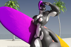 3d anthroanim big_breasts breasts cetacean female humanoid marine muscles nude orca orphilia_orca pose solo surf wide_hips