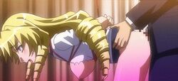 ahe_gao animated arms_behind_back bent_over blonde_hair blue_eyes blush bondage bouncing_breasts buruma censored drill_hair from_behind gakuen_saimin_reido gym_uniform hanging_breasts hip_grab nipples oppai rape screen_capture sex tear torn_clothes