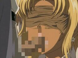 1boy 1girls animated blindfold blonde_hair censored dark_skin earrings fellatio ganguro gyaru open_fly oral penis rape rasen_kairou screen_capture tanned taped_eyes