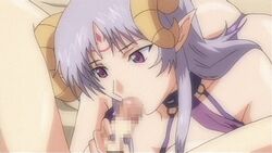 animated animated_gif censored demon_girl fellatio hetero horns lyra_(magical_witch_academy) magical_witch_academy monster_girl oral penis penis_grab pink_pineapple purple_eyes screen_capture screenshot silver_hair succubus succubus_horns succubus_outfit