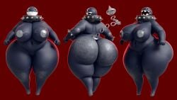 armband ass big_breasts big_butt black_body breasts chain_chomp chain_tail collar female genitals gigi_(thecoatl034) grey_nipples hi_res huge_breasts huge_butt huge_thighs humanoid looking_back mario_bros navel nintendo nipples nude red_background scuff_marks sharp_teeth simple_background solo spiked_armband spiked_collar spikes tail tally_marks teeth thick_thighs voluptuous_female vulva wide_hips zoidrawzaton