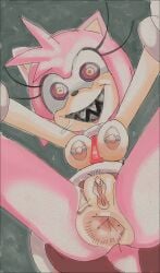 2025 absurd_res amy_rose anthro anus biped black_nose bodily_fluids breasts clitoris clitoris_piercing clitoris_ring clothed clothing countershade_face countershade_torso countershading creepy dogma dress drooling eulipotyphlan female genital_piercing genitals head_tuft hedgehog hi_res looking_at_viewer low-angle_view mammal medium_breasts mostly_nude multicolored_body nipple_piercing nipples no_underwear open_mouth piercing pink_body possessed_amy_rose possession pussy pussy_piercing red_clothing red_dress ring_piercing saliva sega sharp_teeth simple_background solo sonic_(series) sonic_the_hedgehog_(series) tan_body tan_countershading teeth tuft two_tone_body vulva vulva_piercing vulva_ring