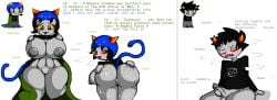 1boy breasts dialogue english_text female flashing flashing_breasts homestuck jjjetter karkat_vantas male masturbating masturbation nepeta_leijon source_request text