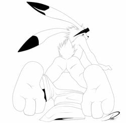 3_toes ass balls cth eyeswear goggles hindpaw king_kazuma lagomorph looking_back male_only paws rabbit soles solo