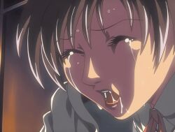 00s 1girls 2004 animated anime_screenshot bank_teller bent_over bible_black bible_black_new_testament black_hair closed_eyes clothing earrings female female_bank_teller_(shin_bible_black) human implied_sex jewelry lips lipstick long_hair makeup moaning orgasm pale_skin rape shin_bible_black tears