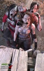 10:16 3d 3d_(artwork) 3girls 4k ada_wong angry angry_face black_hair breasts brown_hair claire_redfield claire_redfield_(jordan_mcewen) dirty dirty_face dirty_skin female female_focus fingerless_gloves halloween in_water infected jill_valentine jill_valentine_(sasha_zotova) medium_breasts monster_girl nipples open_mouth outdoors partially_submerged patreon patreon_username resident_evil roosterart spooky standing torn_clothes torn_clothing video_game video_game_character video_game_franchise white_eyes zombie zombie_girl