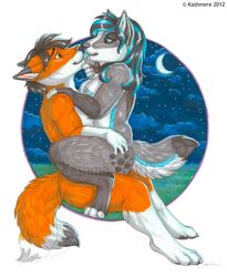 alty anthro breasts canine eye_contact female fox fur furry kashmere licking looking_at_another male moon nude sex straight tongue watermark