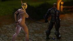 1boy 1girls 3d alliance_dominance arms_behind_back ass big_ass big_breasts bitch_taken_for_walk blindfold blizzard_entertainment blood_elf breasts chain_leash chains clitoris_leash dark-skinned_male dark_skin elf elf_ears elf_female female human human_(world_of_warcraft) human_domination leash light-skinned_female light_skin male maledom morilymory nipple_piercing nipple_rings nipples nude original_character piercing pussy restrained slave tattoo thick_thighs thighhighs voluptuous voluptuous_female warcraft white_hair wide_hips world_of_warcraft