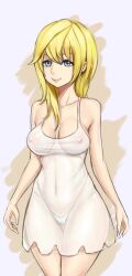 1girls artist_request blonde-haired_female blonde_hair blue_eyes breasts cameltoe covered_erect_nipples dress female female_focus female_only highres kingdom_hearts long_hair looking_at_viewer namine panties see-through_clothes see-through_dress smile solo source_request tagme thong underwear