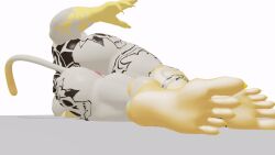 2025 3d_(artwork) 3d_animation 5_fingers 5_toes animated anthro anus ass back_tattoo balasu big_butt butt_slap butt_tattoo claws digital_media_(artwork) domestic_cat english_description feet felid feline felis fingers fur leg_tattoo loop lying male male_only mammal meowdas nude_anthro nude_male on_side pink_anus rear_view simple_background slap solo spanking tail tattoo toes white_background white_body white_fur