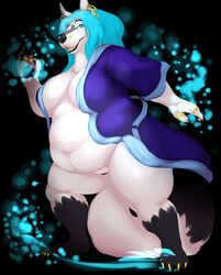 anthro breasts canine ear_piercing female obese overweight piercing pussy ring tagme thick_thighs thumb_ring thunper wolf