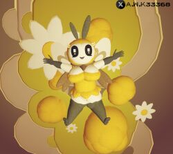 1girls 3d 3d_(artwork) awk33368_(artist) big_breasts breast clothed clothing detailed_background excited fairy floating furry furry_female furry_only happy leg_warmers legwear pokemon pokemon_(species) pussy rec_room recroom ribombee scarf shortstack solo solo_focus thick_thighs wings