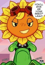 female green_body looking_at_viewer male male_pov pentacle_(artist) plant plants_vs_zombies plants_vs_zombies:_heroes pov solar_flare_(pvz) stomach_bulge sunflower sunflower_(pvz) vaginal_penetration