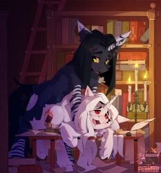 absurd_res book candle duo equid equine fan_character female feral flightov hasbro hi_res horn horse library male male/female mammal my_little_pony mythological_creature mythological_equine mythology pony sex unicorn unicorn_horn