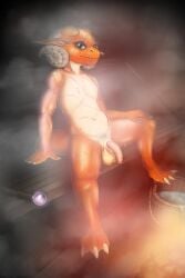 2:3 absurd_res animal_genitalia anthro areola athletic balls bench big_balls big_penis biped blue_eyes bodily_fluids bucket claws container countershade_torso countershading crystal_ball cute_fangs detailed_background digitigrade ear_piercing eyebrow_piercing facial_piercing fangs femboy finger_claws flaccid foreskin freckles genitals gribbli heterochromia hi_res horn humanoid_genitalia humanoid_penis hybrid_genitalia hybrid_penis kobold looking_at_viewer magic_user male multiple_piercings navel nipples nomad_(gribbli) nonbinary_(lore) nude orange_body penis piercing pubes red_eyes sauna scalie scar sheath sheathed_humanoid_penis slim small_but_hung solo staff steam sweat sweaty_balls sweaty_genitalia tail teeth thick_thighs vein veiny_penis water