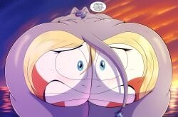 2girls ass ass_focus cassidy_(robthehoopedchipmunk) chubby chubby_female elephant elephant_girl enormous_ass female female_focus female_only flattened flattened_by_ass furry furry_female furry_only horse horse_girl large_breasts mia_(robthehoopedchipmunk) naked naked_female non-human nude nude_female obese obese_female robthehoopedchipmunk