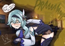 ass ass big_ass big_butt eula_(genshin_impact) fart fart_cloud fart_everywhere fart_fetish farting fingering fingers genshin_impact polapolabianda smell tavern