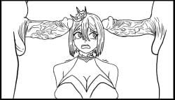 1girls ahe_gao big_breasts breasts brown_hair cleavage clothed_female_nude_male comic cum cum_in_ear cum_inside double_penetration ear_fuck ear_penetration female indie_virtual_youtuber mina_aoyama mind_break nipple_bulge rape reckless_sex short_hair sole_female vallake0 virtual_youtuber