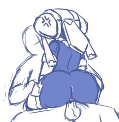 1boy 1girls android anus female hentaifan25 male mega_man mega_man_zx monochrome pandora_(mega_man) pussy pussy_juice reploid robot_girl self_upload simple_background sketch vaginal_penetration