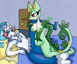 anthro bad_anatomy canelitabunny female furry nintendo pokémon_(species) pokemon pokemon_(species) primarina seal serperior snake snake_girl womans yuri