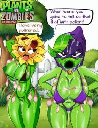 bikini condom cum cumshot flora_fauna green_shadow_(pvz) large_breasts monster_girl original plant plant_girl plant_humanoid plantie plants_vs_zombies pvz solar_flare_(pvz) sunflower_(pvz)