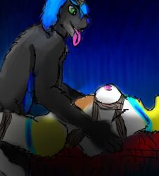 bondage bondage bound canid canine canis demon dex_longtail domestic_dog domestic_ferret female hi_res maggie_detz male mammal mustelid musteline mxf sex shiba_inu spitz true_musteline weasel