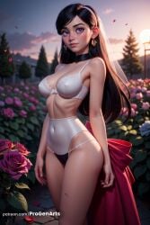 1girls ai_generated artist_name bare_shoulders black_choker black_hair blurry blurry_background bow bra breasts choker closed_mouth cloud covered_navel cowboy_shot disney earrings female flower hairband hi_res jewelry lingerie lips long_hair looking_at_viewer medium_breasts navel nose outdoors panties patreon_username petals pink_flower pink_rose pixar progenarts purple_eyes realistic rose rose_petals sky solo standing superhero superheroine the_incredibles the_incredibles_2 tree underwear underwear_only veil violet_parr web_address white_bra white_leotard white_panties younger_female