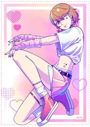 1girls 2d choker clothed colored_nails cute digital_media earrings female female_only finger_ring full_body heart_tattoo one_eye_closed pastel pastel_fashion persona persona_3 persona_3_reload pinkpio1 raspberry short_hair short_shirt short_skirt skirt solo star_tattoo tattoo tomboyish tongue_out wink winking_at_viewer yukari_takeba