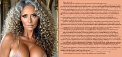 ai_generated caption gender_transformation genderswap_(mtf) grey_hair hispanic huge_breasts latina milf realistic rule_63 transformation