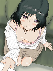 breasts down_blouse genderswap_(mtf) hair_ornament hairclip lingerie morinokomichi nipples rule_63 steins;gate underwear urushibara_ruka