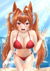 1girls big_breasts breasts brown_hair daiwa_scarlet_(umamusume) female horse_ears horse_girl large_breasts long_hair otentosan red_eyes solo solo_focus umamusume umamusume_pretty_derby
